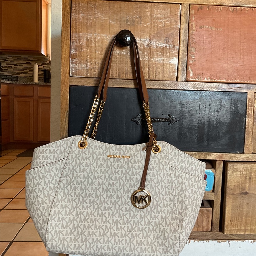 Michael Kors Beige Signature Tote Bag